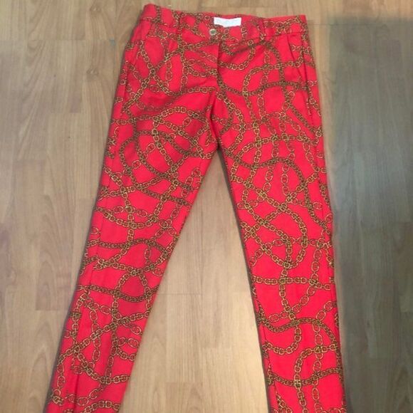 Michael Kors Red Pants Chain Pattern - Picture 1 of 5